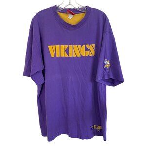 Vintage Minnesota Vikings Tshirt c1980's Purple Sewn Letters Embroidered XXL 2XL